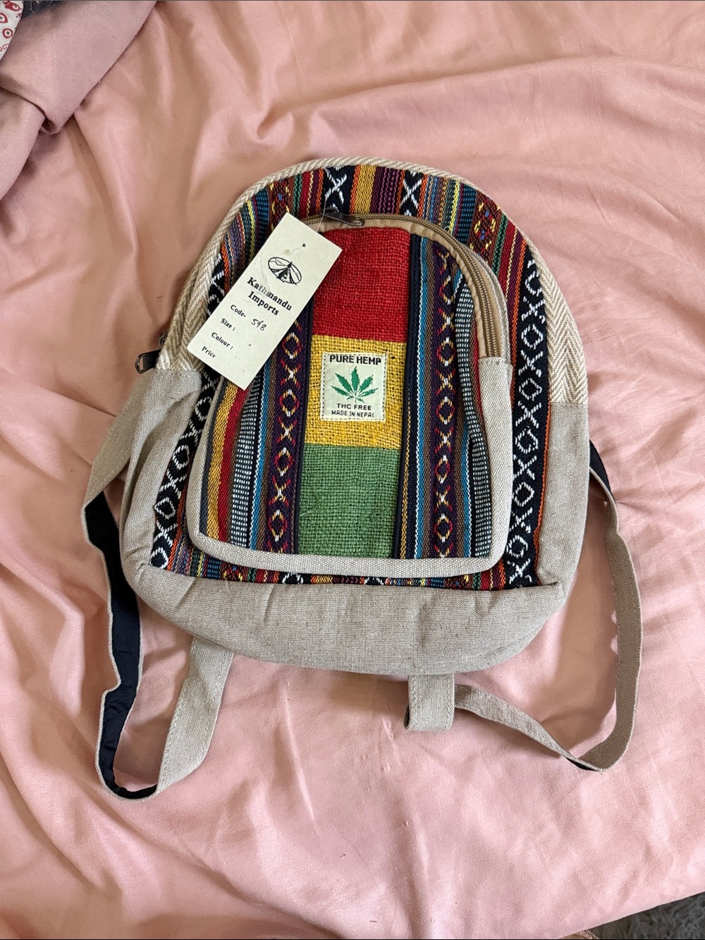 Pure Hemp Boho Multi-Color Women's Backpack